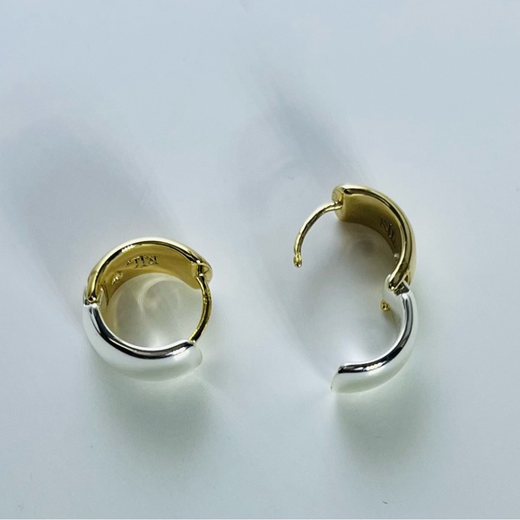 Ralph Lauren Two-Tone Crystal Huggie Hoop Earrings - Picture 2 of 6